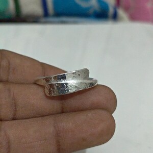 925 Sterling Silver Open Ring, Adjustable Wrap Ring, Crossover Silver Ring, Handmade Minimalist Ring, Boho Statement Ring, Gift for Her