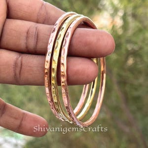 Thin Rose Gold Bangle Bracelet, Set Of 3, Minimalist Bangle, Delicate Bangle, Dainty Simple Stacking Bangle, Boho Jewelry, copper