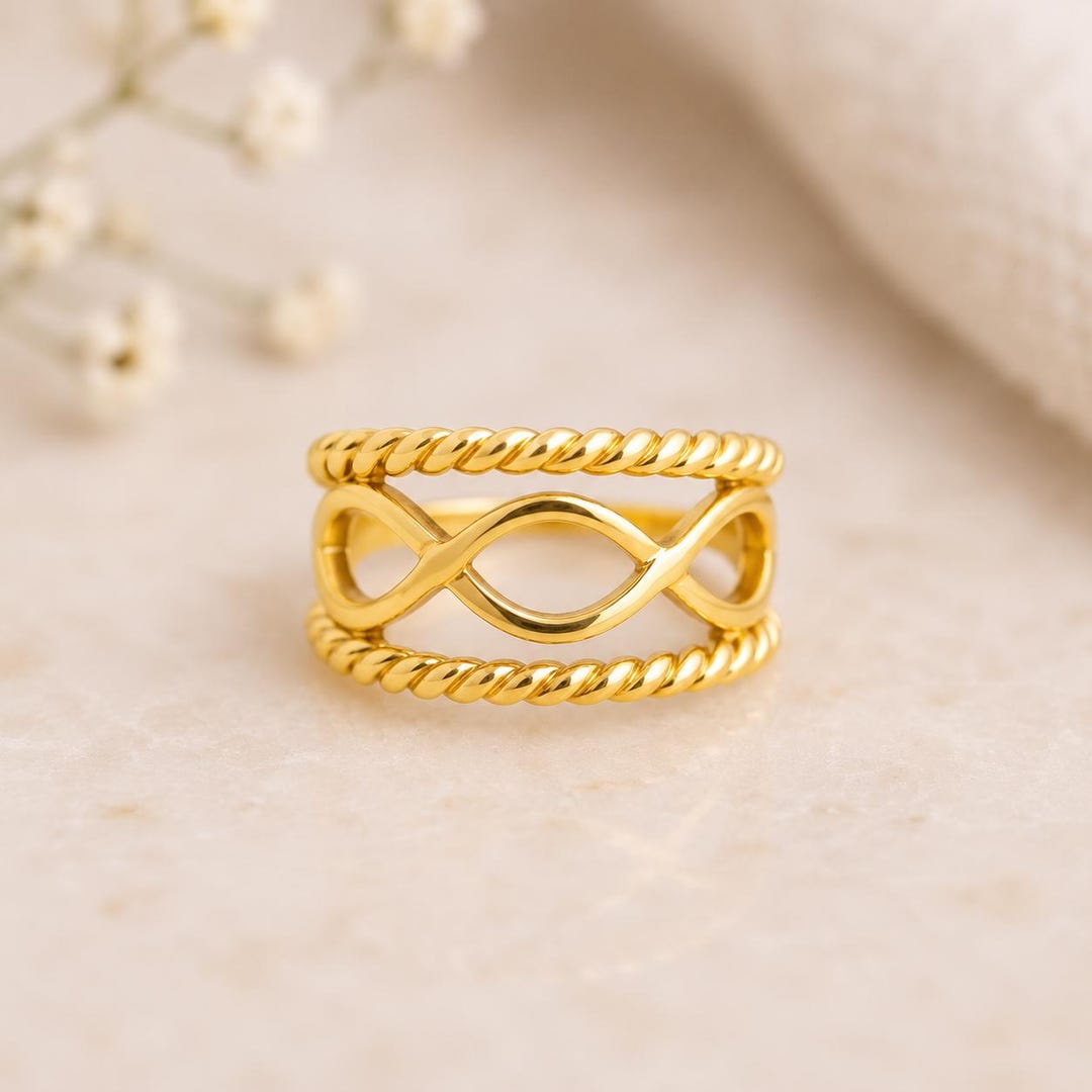 Infinit Rings Gold 925 Sterling Silver Infinity Ring Gold Plated, Infinity Knot Ring ...