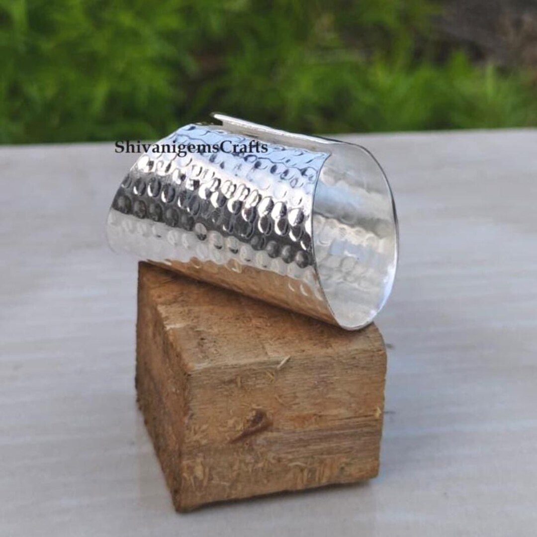 Hammered Sterling Silver Wide Band Ring – Chunky Thumb Ring for Women ...