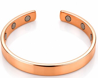 Copper Magnetic Cuff Bracelet, Healing Magnet Bracelet, Adjustable Copper Bangle, Handmade Wrist Cuff, Unisex Jewelry