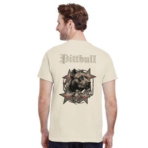 Pitbull T-Shirt Vintage Streetwear Style, Grafik Print Baumwolle Tee Herren Damen, S bis 5XL, Pit Bull Design Shirt