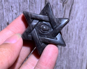 黒曜石製のホルスの目スカル：ホームデコレーション