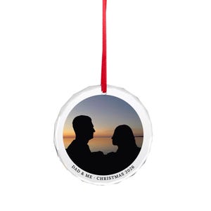 Enfeite de Natal "Papai e Eu" 2026, Enfeite de Vidro Pai e Filha, Lembrança Fotográfica Real do Pôr do Sol, Presente de Natal para o Papai