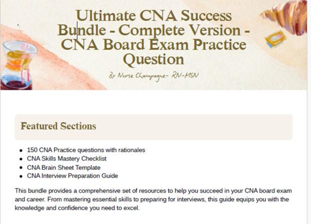 CNA Exam Prep Bundle- Nurse Assistant Study Guide-skills Checklist ...