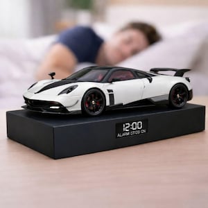 Pagani Huayra Alarm Clock – Realistic Engine Sound, Working Headlights, Steam Effec, Car Enthusiast Gift