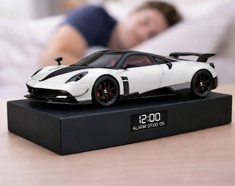 Pagani Huayra autowekker – motorgeluid, stoomeffect, handgemaakt metalen model, elegant autocadeau, kantoordecor