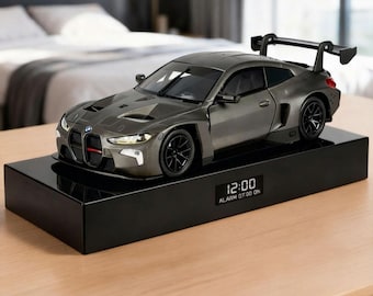 BMW M4 autowekker – motorgeluid, handgemaakt metalen model, performance autocadeau, bureauopstelling