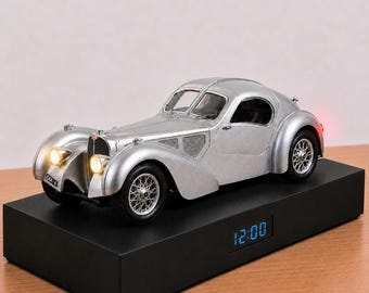 Oldtimer Wecker, handgemacht, realistisches Motorgeräusch, Geschenk für Autoliebhaber, französisches Erbdesign