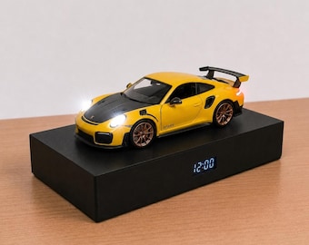 Porsche 911 GT2 RS Alarm Clock – Realistic Engine Sound, Working Headlights, Handmade, Car Enthusiast Gift