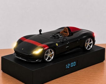 Roadster Wecker, handgemacht, realistisches Motorgeräusch, Geschenk für Autoliebhaber, italienisches Automobildesign