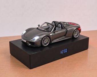 Porsche 918 Spyder Alarm Clock – Realistic Engine Sound, Working Headlights, Handmade, Car Enthusiast Gift
