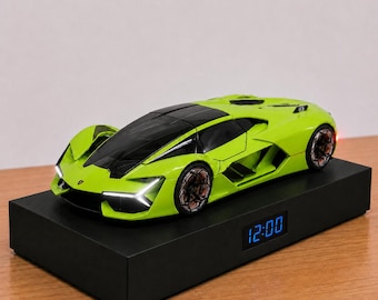 Hypercar Wecker, handgemacht, realistisches Motorgeräusch, Geschenk für Autoliebhaber, italienisches futuristisches Design