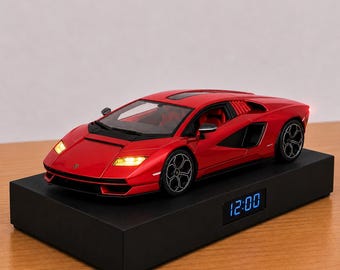 Supersportwagen Wecker, handgemacht, realistisches Motorgeräusch, Geschenk für Autoliebhaber, italienisches Traditionsdesign