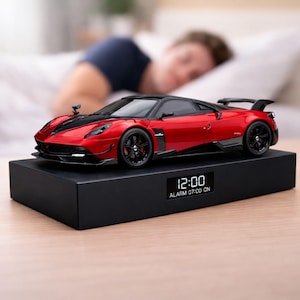 Pagani Huayra Car Alarm Clock - Engine Sound, Steam Exhaust, Handmade Desk Decor, Supercar Enthusiast Gift, Car Collector, Luxury Desk Decor