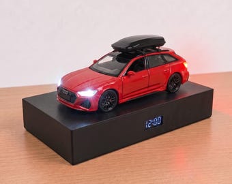 Audi RS6 Avant Alarm Clock – Realistic Engine Sound, Working Headlights, Handmade, Car Enthusiast Gift