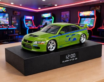 Mitsubishi EVO VII-autowekker – motorgeluid, handgemaakt metalen model, JDM-autocadeau, op rally geïnspireerd decor