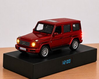 Luxus-SUV-Wecker, Realistischer Motorklang, Metallmodell, Deutsche Rote Edition