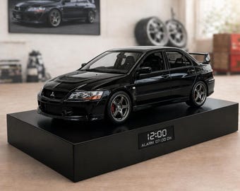Mitsubishi Lancer Evolution IX Car Alarm Clock – Engine Sound, Handmade Metal Model, JDM Car Gift, Rally Inspired Decor