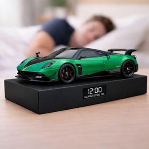 Pagani Huayra Alarm Clock – Realistic Engine Sound, Working Headlights, Steam Effec, Handmade, Car Enthusiast Gift