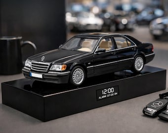 Mercedes Benz 320 W140 autowekker – motorgeluid, handgemaakt metalen model, luxe S-Klasse cadeau, bureaudecoratie