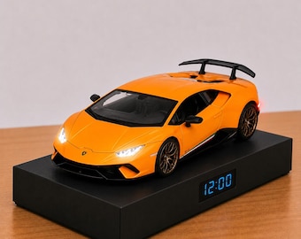Supersportwagen Wecker, handgemacht, realistisches Motorgeräusch, Geschenk für Autoliebhaber, italienische Rennbahn
