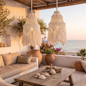 Bohemian Idyllic Hanging Light - Macrame Pendant Lamp Shade
