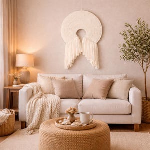 Tapeçaria de parede em macramê - Asas de anjo tecidas