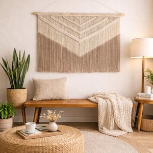Handmade Desert Dune Macrame Wall Hanging - Boho Cascadee Woven Tapestry
