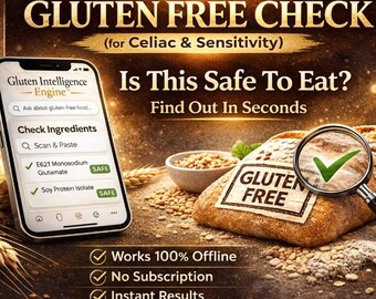 Est-ce que ce produit est sans gluten ? App pour coeliaque et sensibilité | Outil de vérification instantané des ingrédients (téléchargement numérique)