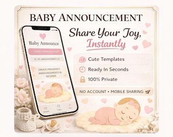 Application pour faire-part de bébé, design pastel chaleureux, modèle adapté aux mobiles