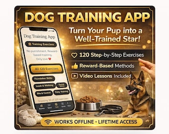 App 120 exercices de dressage de chiens - Arrêtez rapidement les mauvais comportements | Tutoriels vidéo étape par étape (téléchargement numérique)