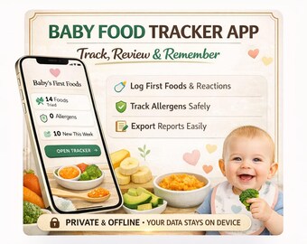 Suivi des premiers aliments de bébé, allergies, etc. Ceci est une appli