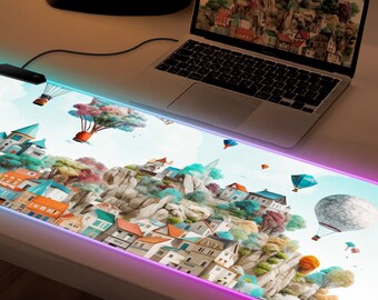 Anime Desk Pad Personalized Gifts Sky City Painting Office Accessories Mats Large RGB Light Personalised Mouse Gaming Mousepads