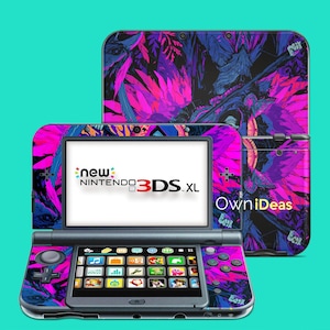 Japanese Nintendo 2DS xL Wrap Skin with Clear Case Purple Skull Custom Game Design Birthday Gift for 3DS XL 2DS xL 3DS New 3DS DSI xL