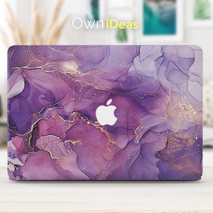 textuur paars marmer, macbook skins, mac toetsenbord cover, gepersonaliseerde laptop macbook accessoires sticker 13 15 16 inch