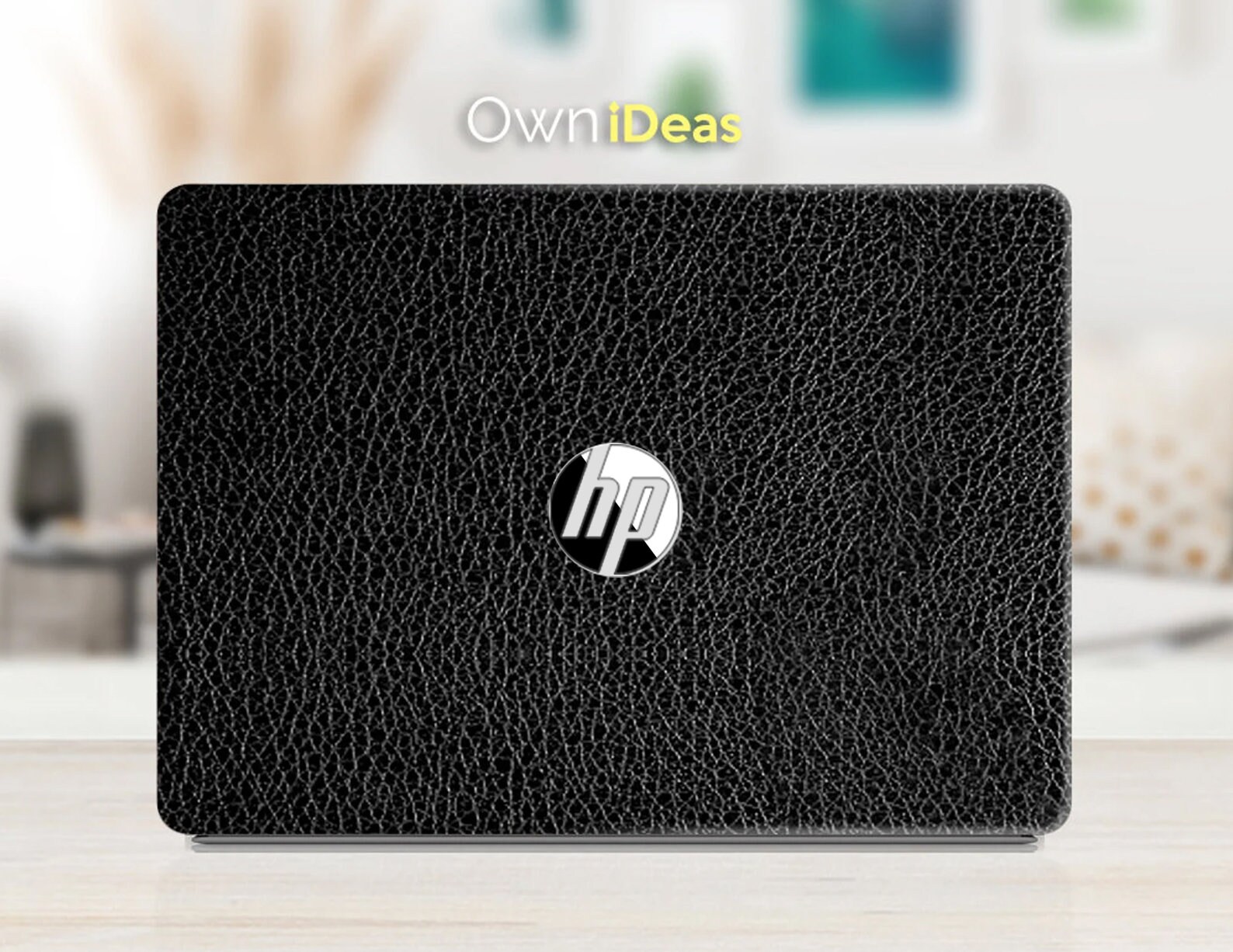 HP Laptop Skin Leather Black Solid Color Personalized