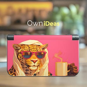 Japanische Nintendo DSI Skin mit klarem Gehäuse Leopard Kaffeepause Custom Design Geschenk für 3DS XL 2DS xL 3DS New 3DS DSI xL