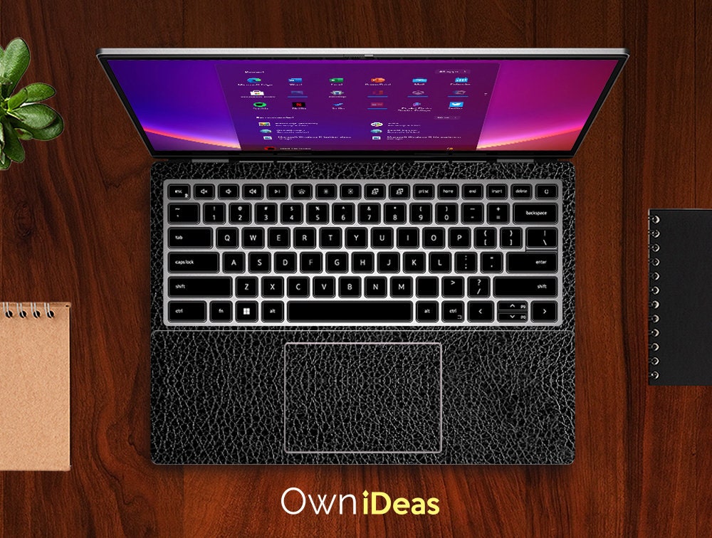 Dell Inspiron Skin Leather Black Solid Color Personalized Customizable ...
