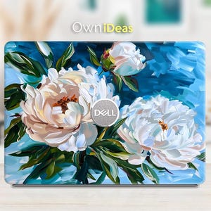 Dell Laptop Skin White Oil Painting Flower Design Personalized Gift Custom Decal For XPS Latitude Inspiron Vostro Alienware Precision Series