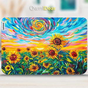 Pintura al óleo para portátil Lenovo Yoga 9, diseño de girasol, regalo personalizado para amigos, para Yoga, Thinkpad, Thinkbook, Ideapad, Legion Slim Series