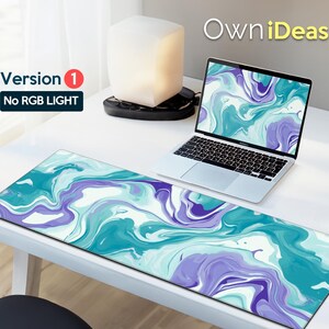 Cyan Corrugated Desk Mat Personalized Mouse Pad Custom Birthday Gift Office Mouse Pad Large RGB Light Pad Oversized Computer Desk Mat