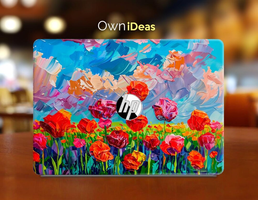 Hp Laptop Decal Red Oil Painting Rose Pattern Personalized Gift for Hp ...