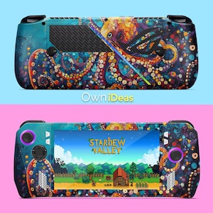 Asus Rog Ally X Gaming Console Vinyl Sticker Set with Transparent Protective Case Graffiti Octopus Pattern Customizable Design Birthday Gift