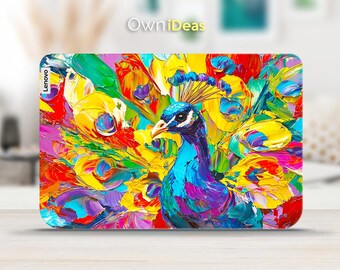Lenovo YOGA Air 14 IPH11 laptop sticker kleurrijk olieverfschilderij pauw patroon cadeau vinyl sticker voor yoga Thinkpad legioen slanke serie