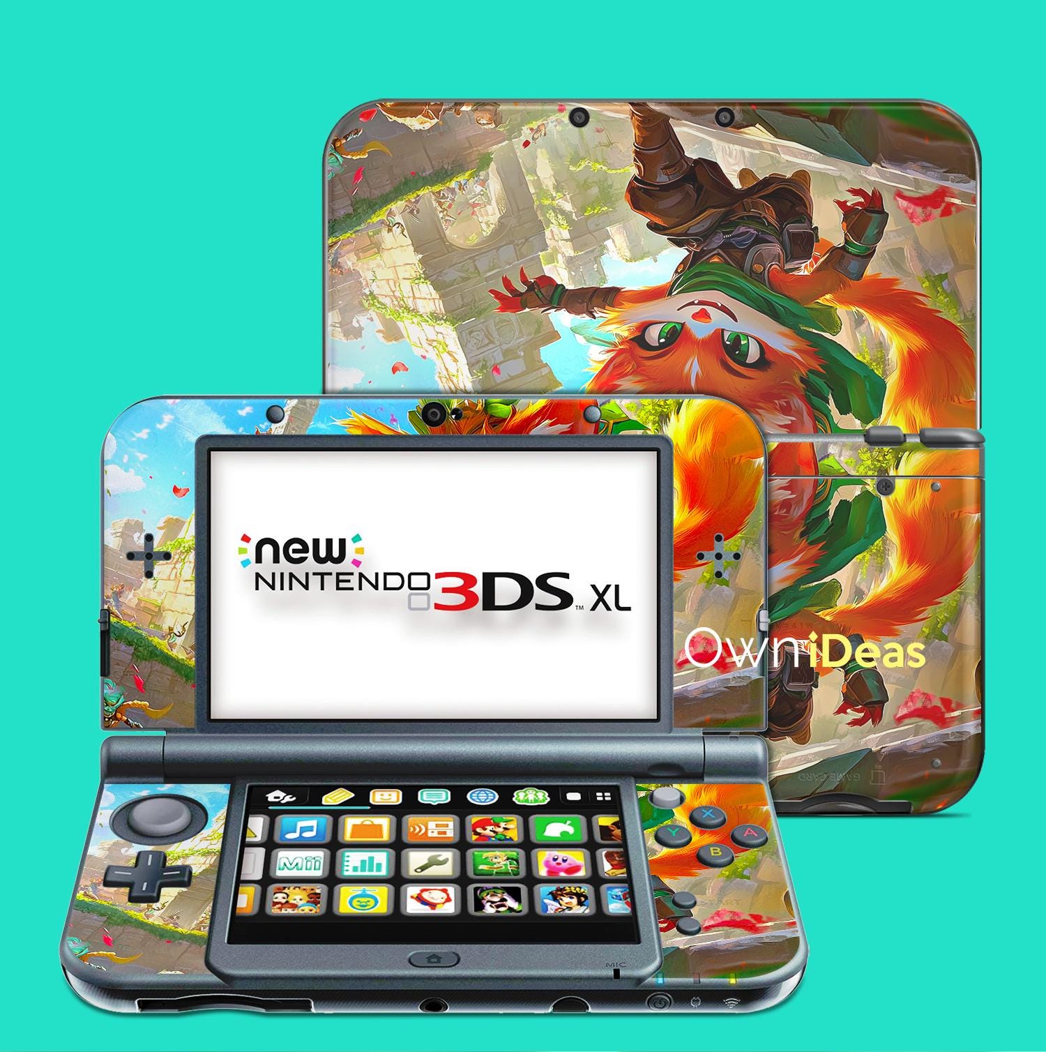 New 2DS Xl Skin With Clear Case Firefox Celebration Design Kids
