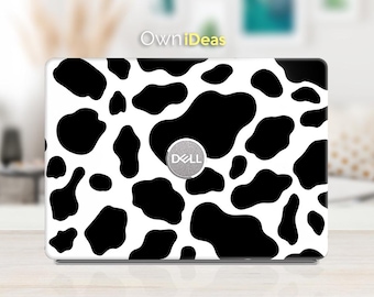 Dell Laptop Decal Black and White Cow Pattern Design Personalized