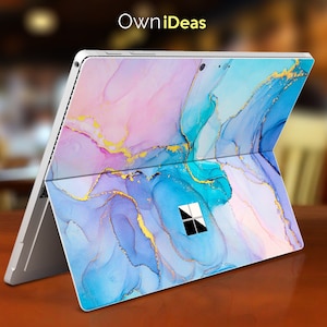 Surface Pro Skin Custom Pink Blue Marble Design Personalized Gift Fits Surface Pro 9 8 7 6 5 4 3 X, Surface Go, Surface Go 2, Go 3