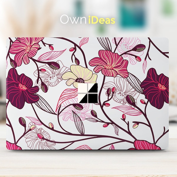 Surface Laptop studio Skin, personalized gifts for her, Pink floral Design, Fits Surface Laptop 2, 3, 4, 5 & Surface Book 2, 3