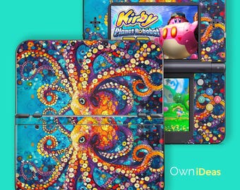 Custom New 3Ds Xl Gaming Skin with Clear Case Colorful Octopus Design Boyfriend Gift for New 3Ds Xl 2Ds Xl Dsi 2Ds Xl 3Ds Xl